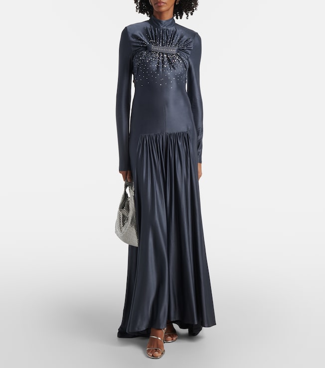 Rabanne Embellished gathered jersey gown