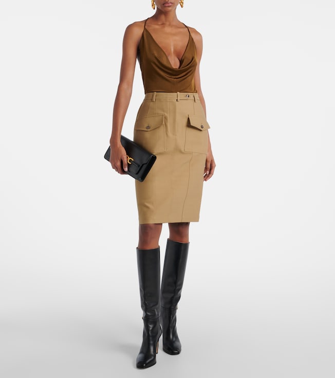 Tom Ford Cotton-blend tricotine midi skirt