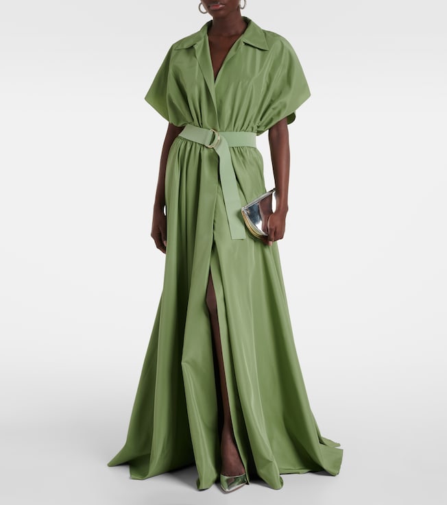 norma kamali oversized belted poplin maxi dress Norma Kamali Belted Pleated Poplin Gown In White - 60% Off