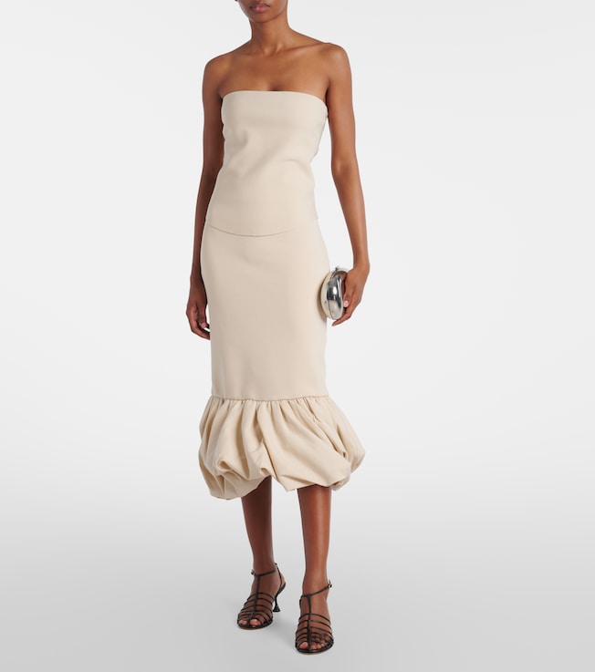 SIMKHAI Camille ruffled linen-blend midi skirt