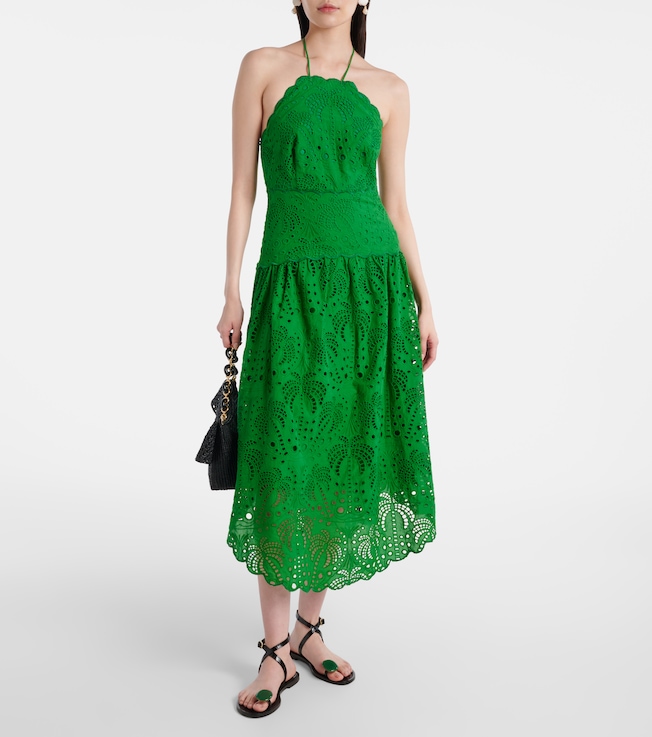 FARM Rio Embellished cotton midi dress