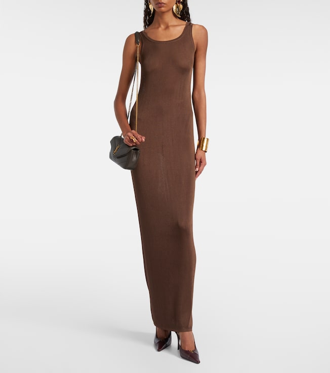 Saint Laurent Ribbed-knit maxi dress
