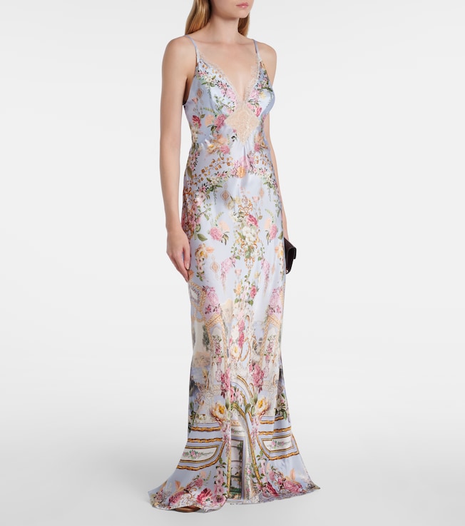 Camilla Tiled In Time lace-trimmed silk maxi dress