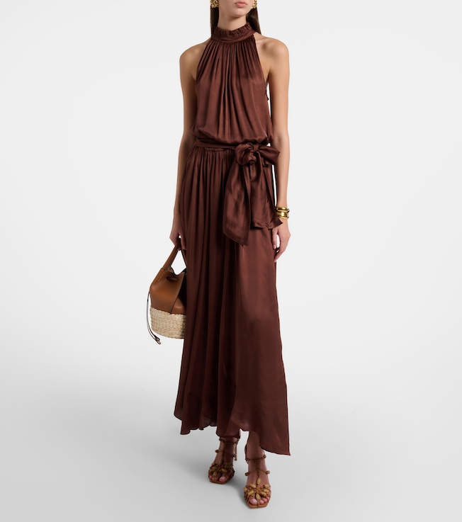 Poupette St Barth Nina halterneck satin maxi dress