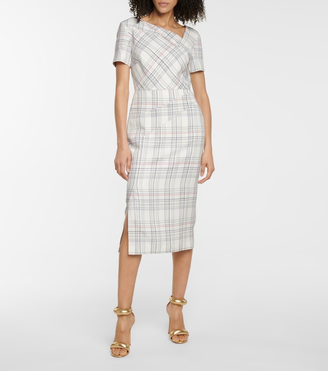 Roland Mouret Darland checked midi dress