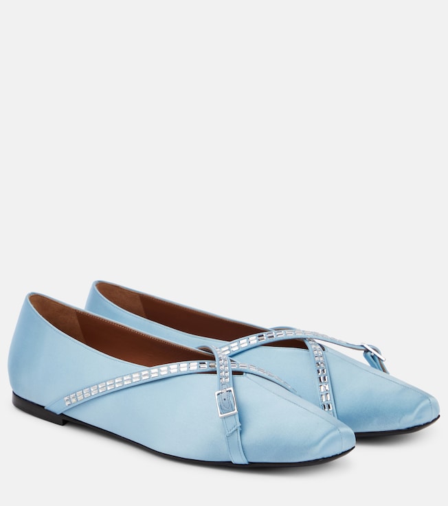 D'ACCORI Cara embellished satin ballet flats