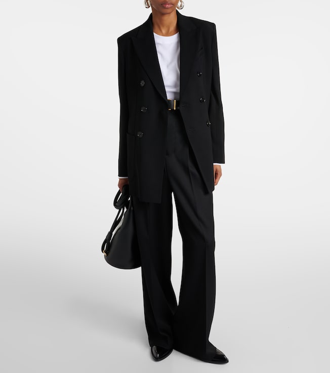 Ami Paris High-rise wool wide-leg pants