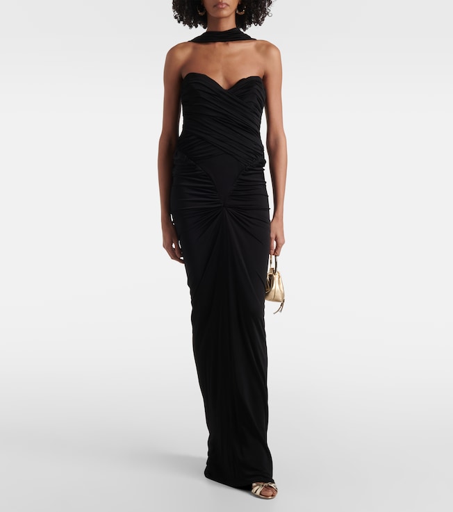 The New Arrivals Ilkyaz Ozel Samsara ruched strapless gown