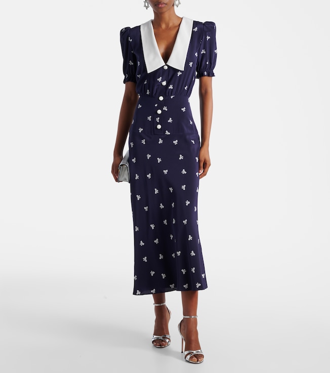 Alessandra Rich Printed silk midi dress