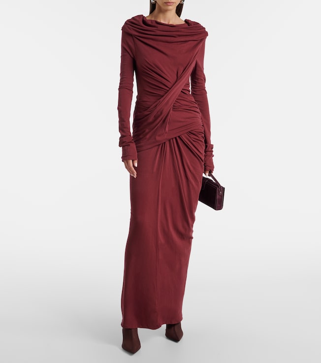 Entire Studios Gathered cotton-blend jersey maxi skirt