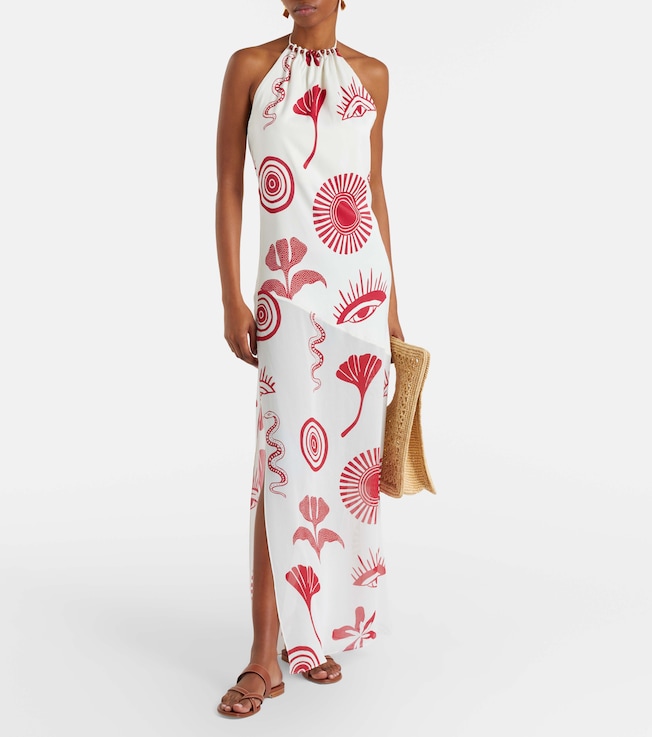 Cala de la Cruz Accasia checked embellished maxi dress