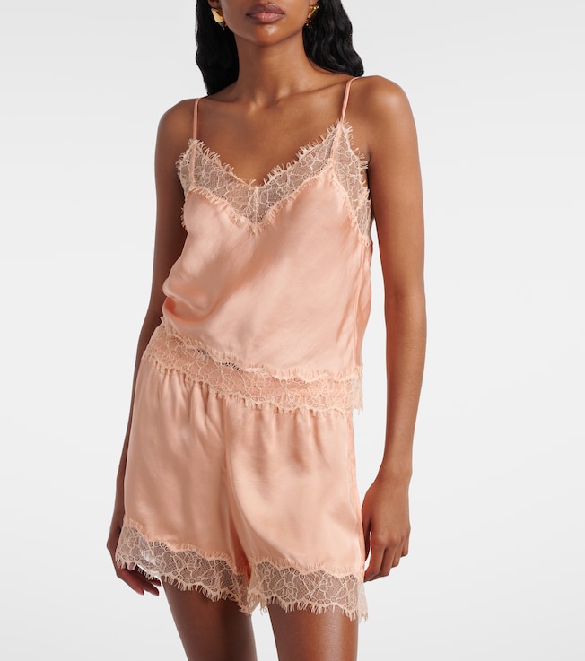 Poupette St Barth Zely lace-trimmed satin camisole
