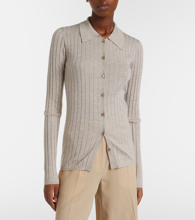 TOTEME Ribbed-knit cashmere and silk cardigan