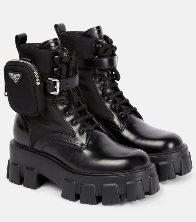 Prada Monolith leather ankle boots