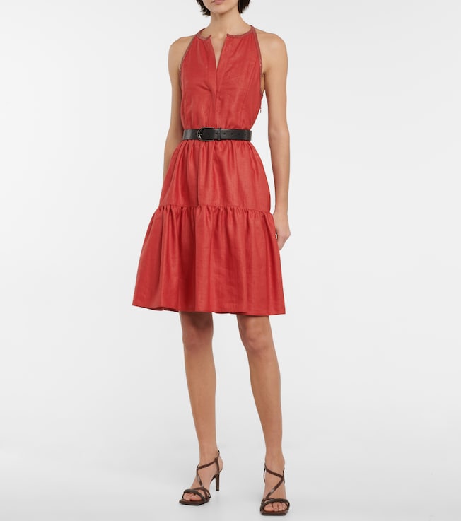Brunello Cucinelli Embellished linen-blend minidress
