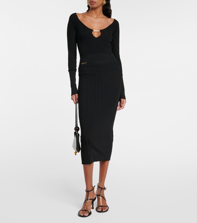 Jacquemus La Jupe Pralu ribbed-knit midi skirt