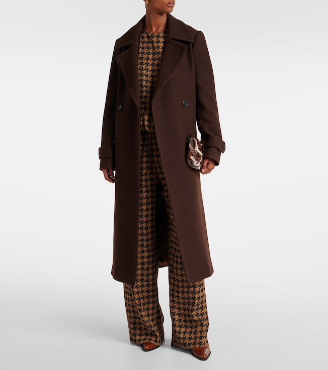 Dries Van Noten Houndstooth satin straight pants