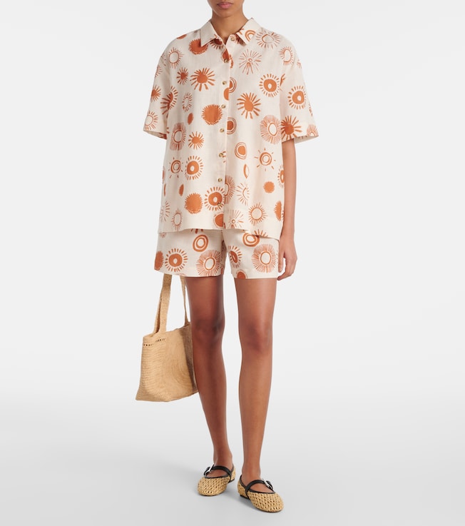 Asceno Dallas printed linen and cotton shorts