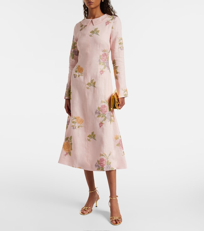 Markarian Floral linen midi dress