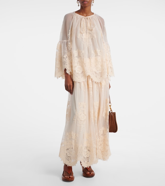 Zimmermann Hypnotic floral lace maxi skirt