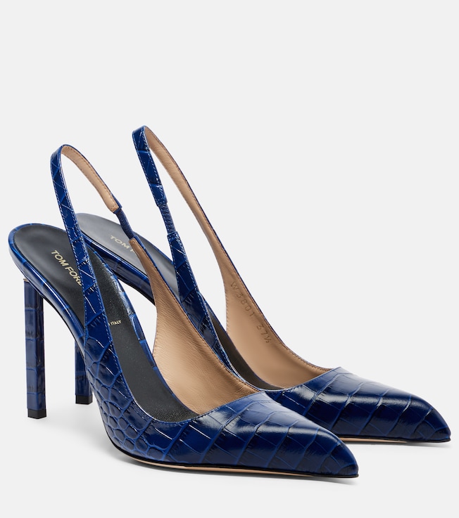 Tom Ford 105 croc-effect leather slingback pumps