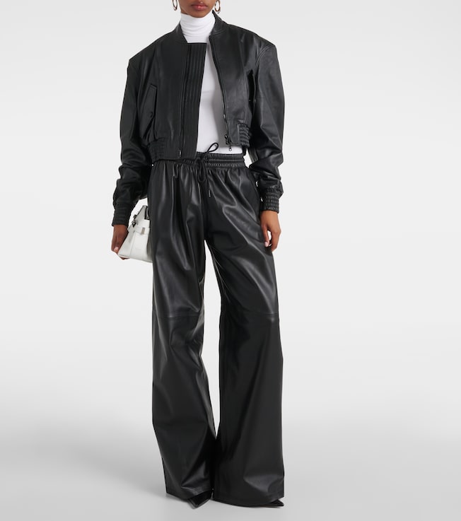 Wardrobe.NYC Cropped leather bomber jacket