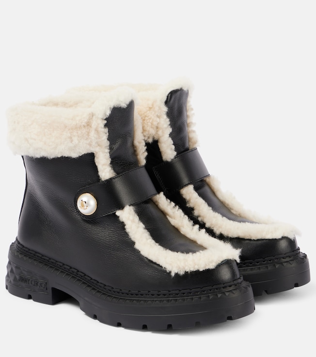 JIMMY CHOO Shea shearling-lined leather ankle boots