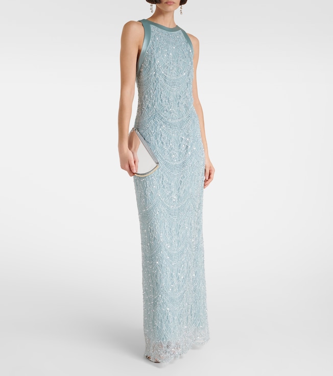 Costarellos Lenia beaded lace gown