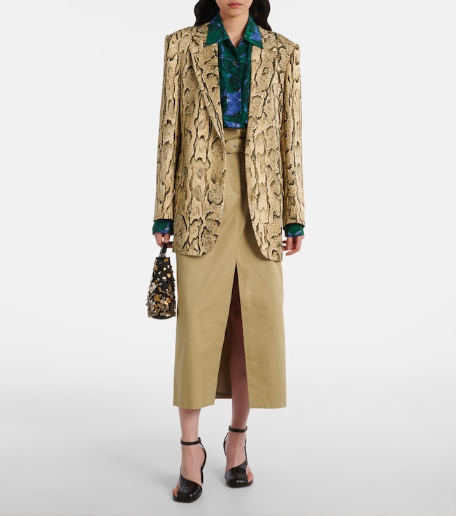 Dries Van Noten Belted pleated cotton midi skirt