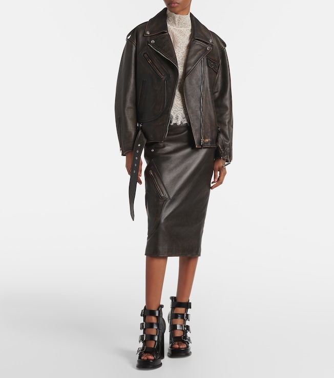McQueen Leather pencil skirt