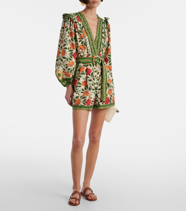 FARM Rio Floral belted cotton romper