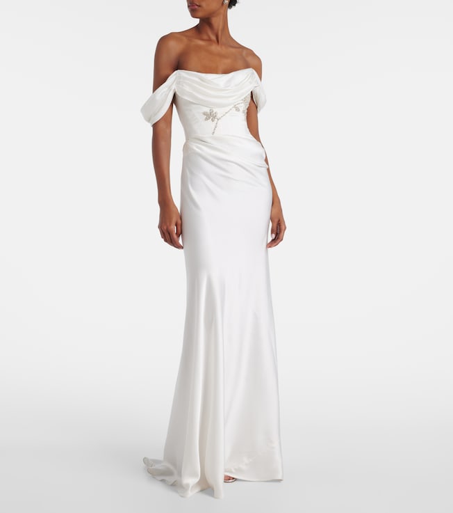 Clio Peppiatt Paloma beaded satin corset gown