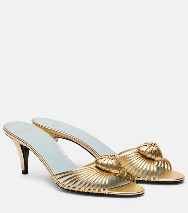 Valentino Garavani Royal 75 metallic leather mules