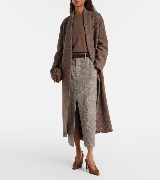 Brunello Cucinelli Wool and silk-blend midi skirt
