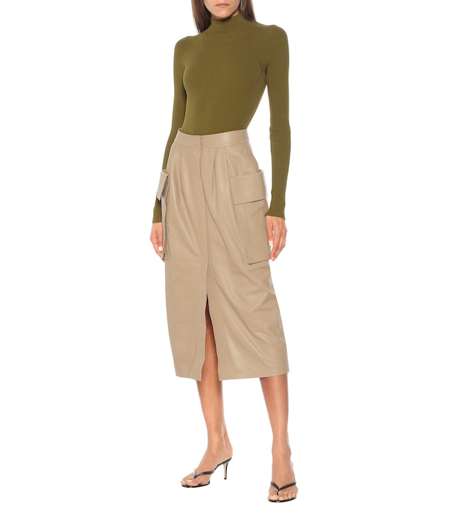 ZEYNEP ARCAY Leather cargo midi skirt