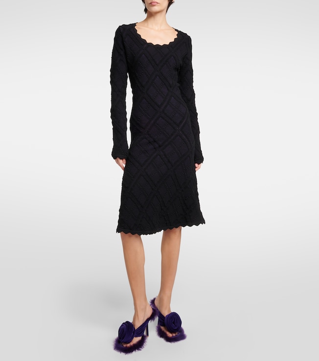 Burberry Scalloped wool-blend midi dress