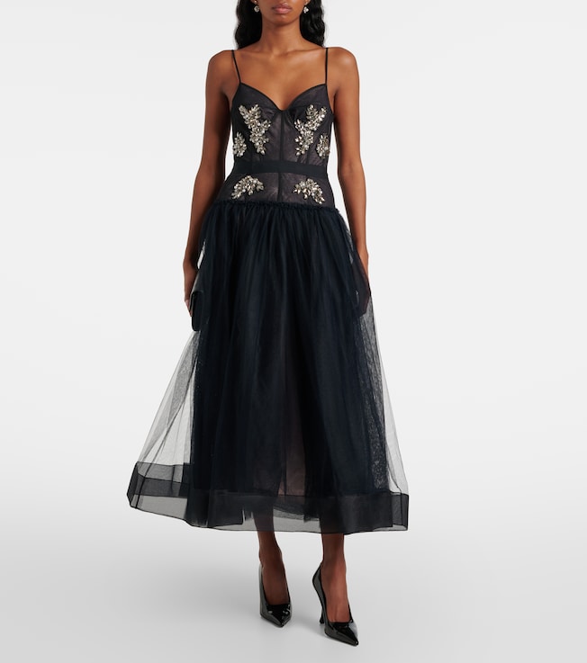 Erdem Embellished tulle bustier dress