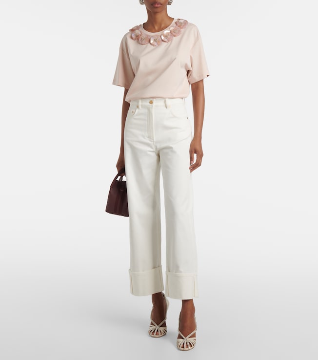 Max Mara Gennaio embellished jersey top