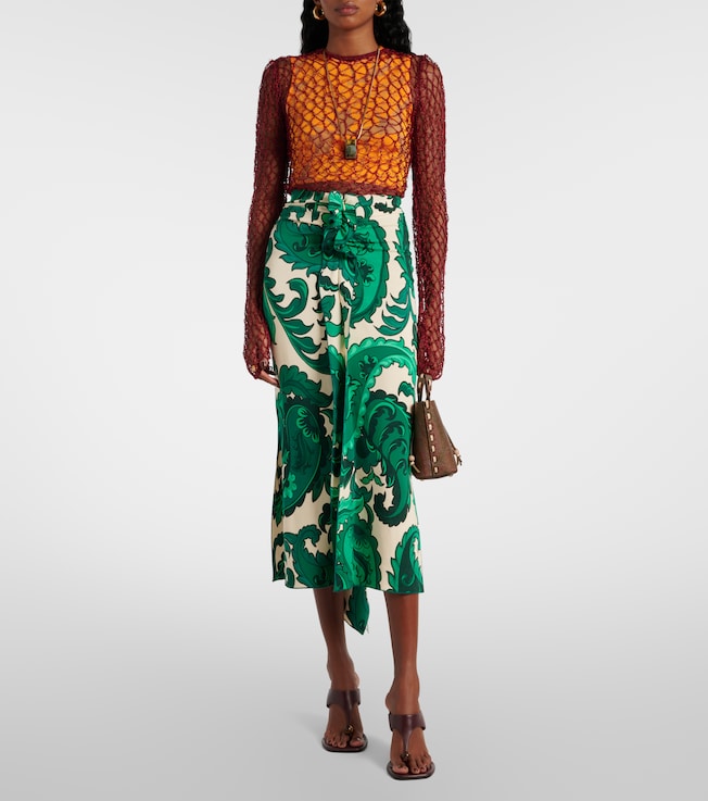 Etro Paisley ruffled midi skirt