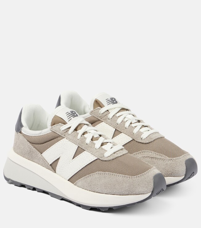 New Balance 370 suede-trimmed sneakers