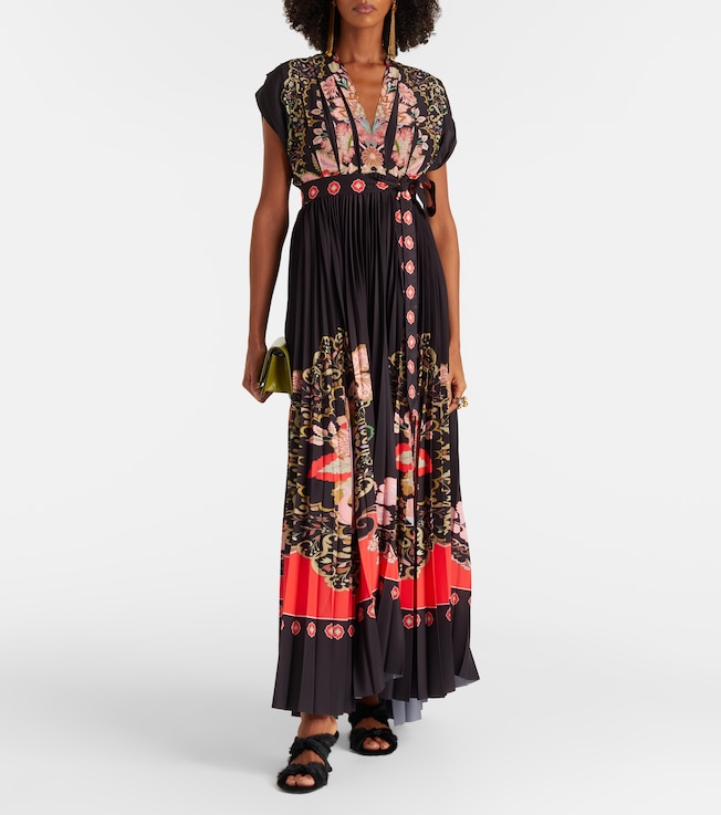 La DoubleJ Accordion printed plissé maxi dress