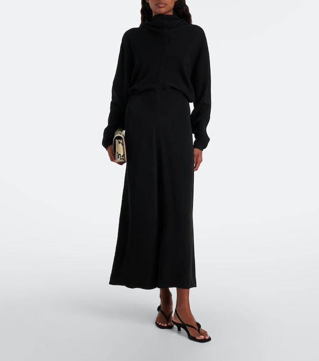 TOTEME Draped turtleneck cady midi dress