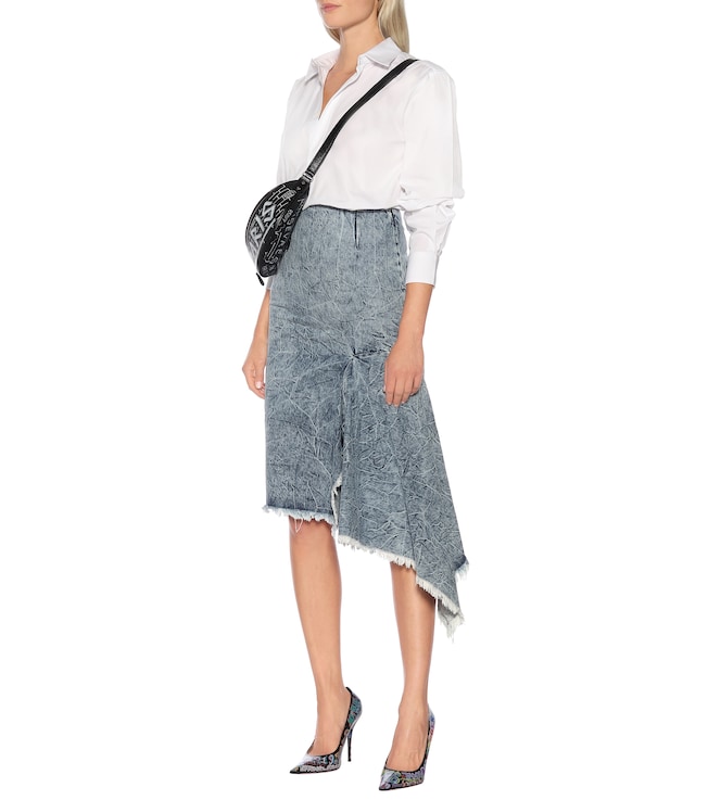 Balenciaga Asymmetric denim midi skirt