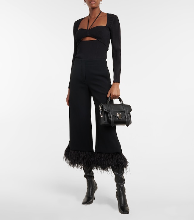 Proenza Schouler Feather-trimmed crêpe culottes
