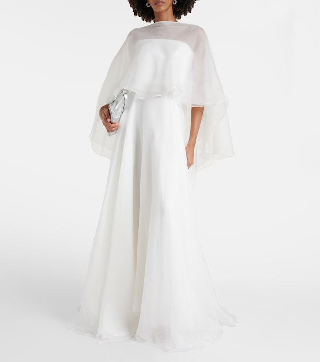 Maticevski Bridal Dhalia caped silk gown