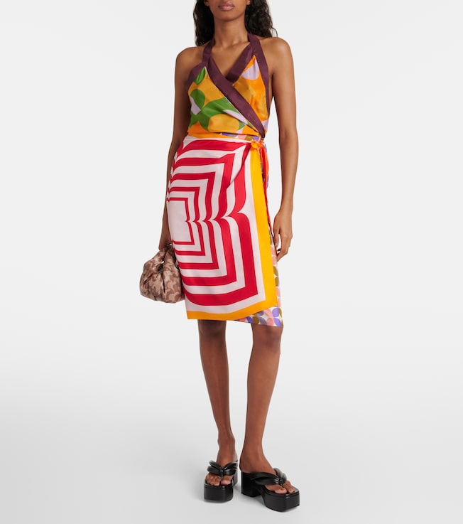 Dries Van Noten Printed halterneck silk pongee top