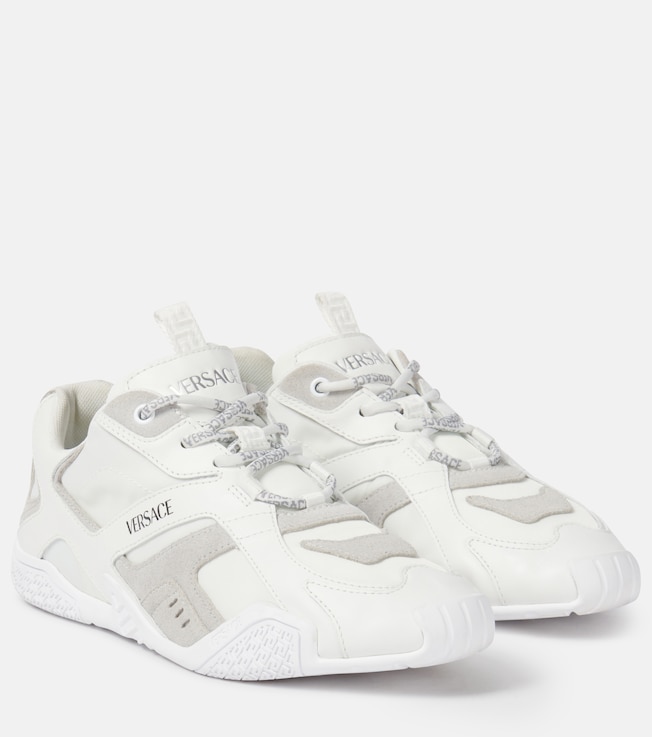 Versace Galaxia suede-trimmed leather sneakers