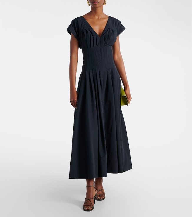 SIMKHAI Nina pleated cotton-blend midi dress