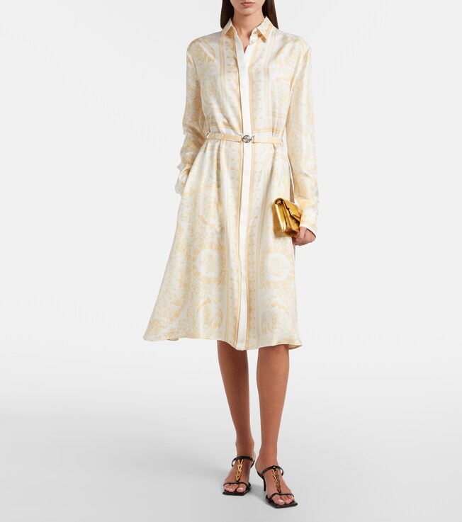 Versace Barocco silk twill shirt dress