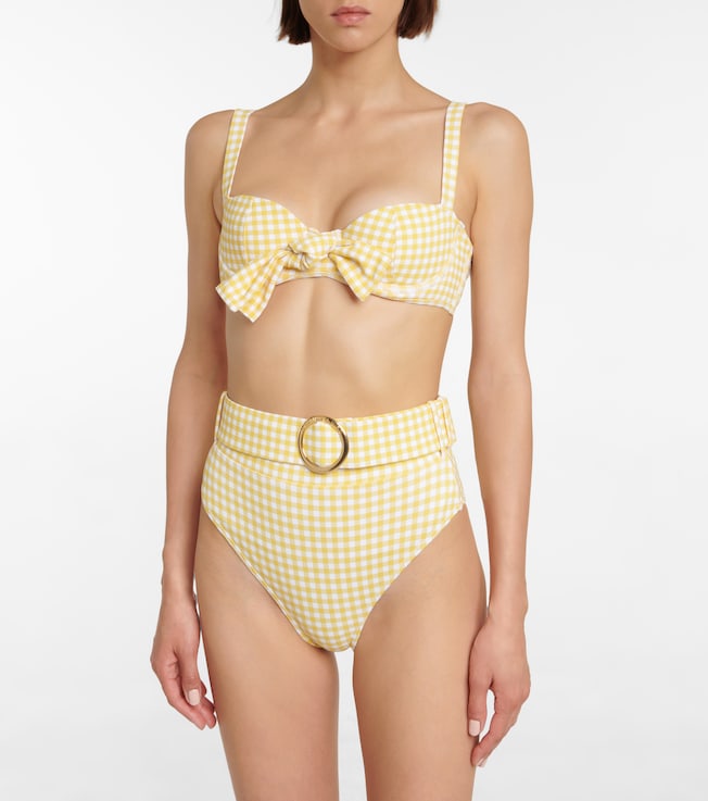 Alexandra Miro Ursula checked high-rise bikini bottoms